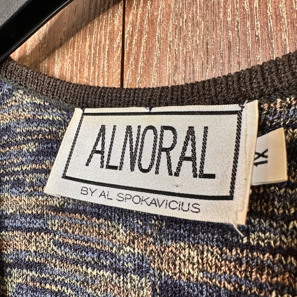 Alnoral Vintage 90s Wool Blend Knit Cardigan and Top Twin Set Blue Brown 1X USA - Picture 10 of 16